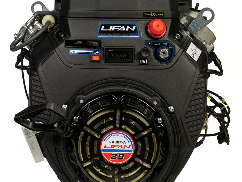 Двигатель Lifan LF2V80F-A, 29 л.с. D25, 20А, датчик давл./м, м/радиатор, счетчик моточасов